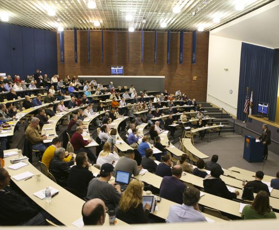students in the lecture hall during MCLE