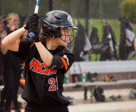 Softball player at bat