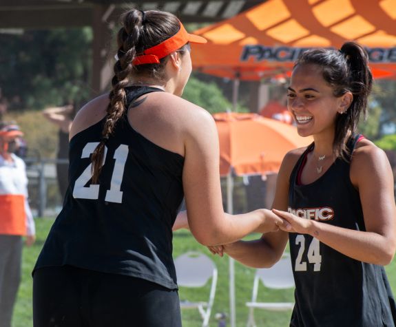 Two beach volleyball players