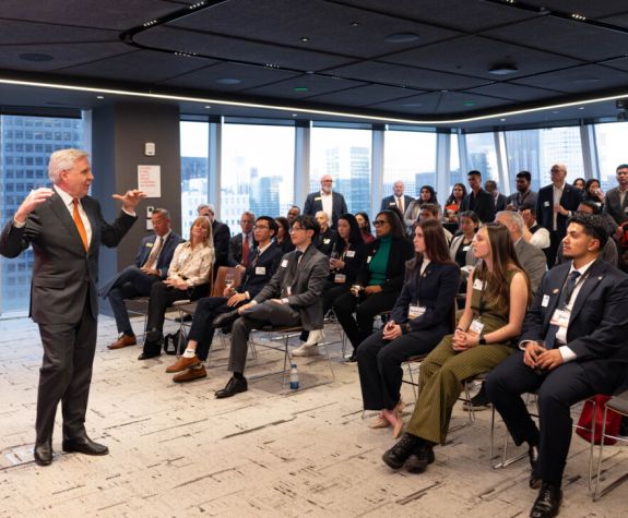 President Callahan talks to students in New York
