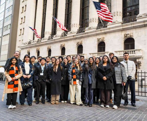 Eberhardt students at the iconic Wall Street