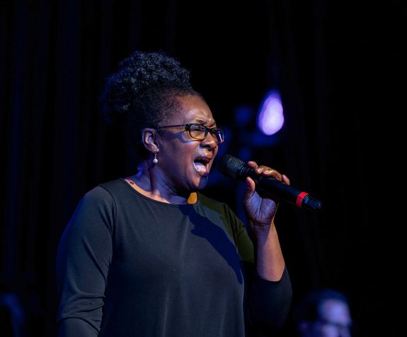 A singer with a microphone