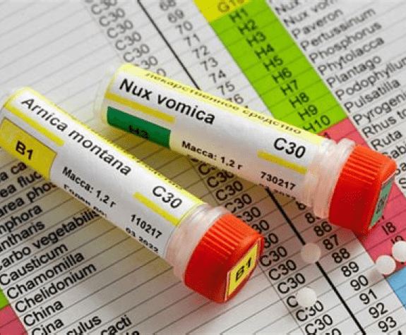 A medicinal tube of arnica montana and nux vomica.