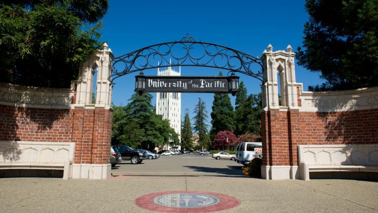 gate and tower at University of the Pacific