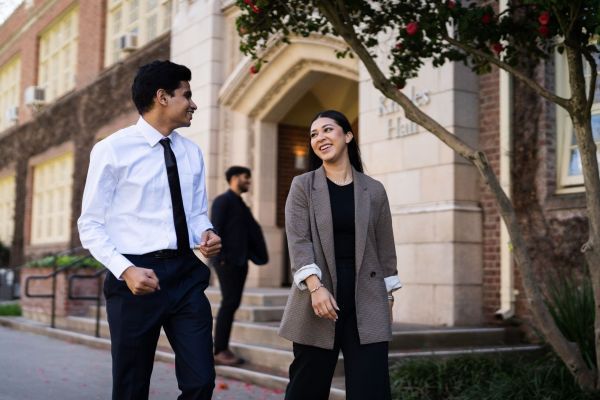 students walk on the Stockton Campus