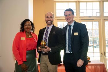 Pam Gibbs, Derek Isetti and Joshua Foster at the Faculty Mentor Awards