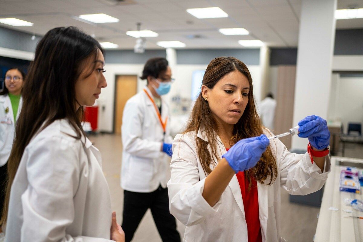 Clinical Nutrition students at work in the simulation labs on University of the Pacific's campus in Sacramento, CA.