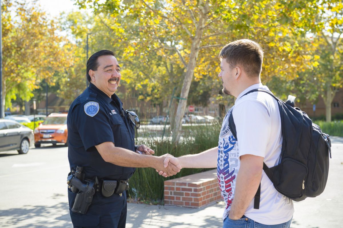 officer with students
