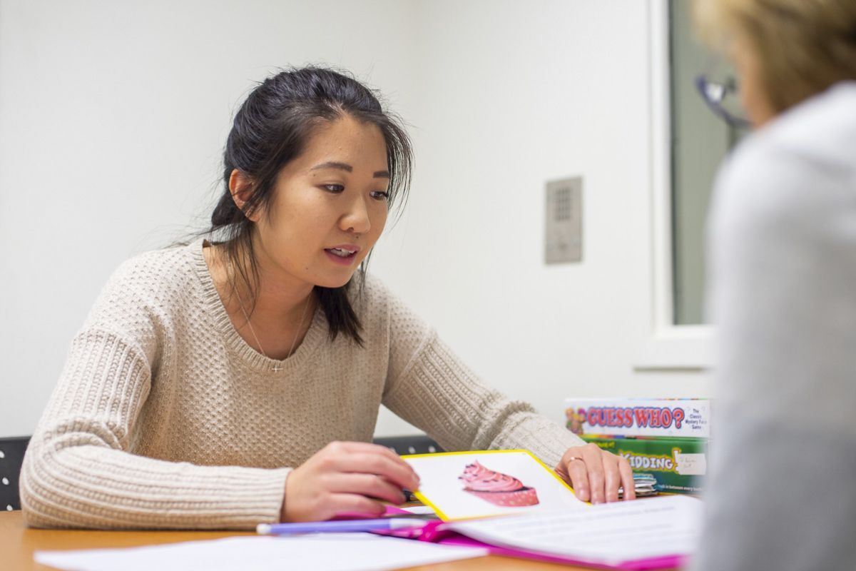 student in SLP clinic