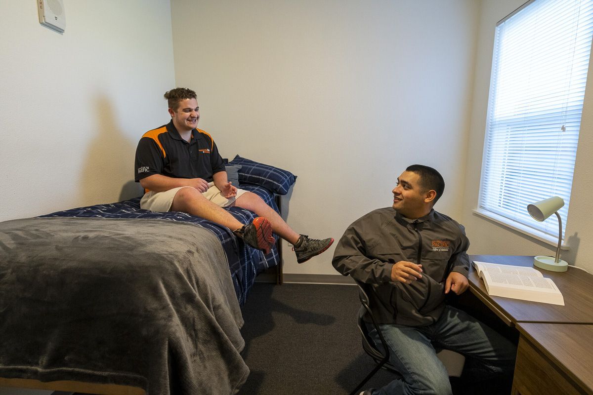students in dorm room