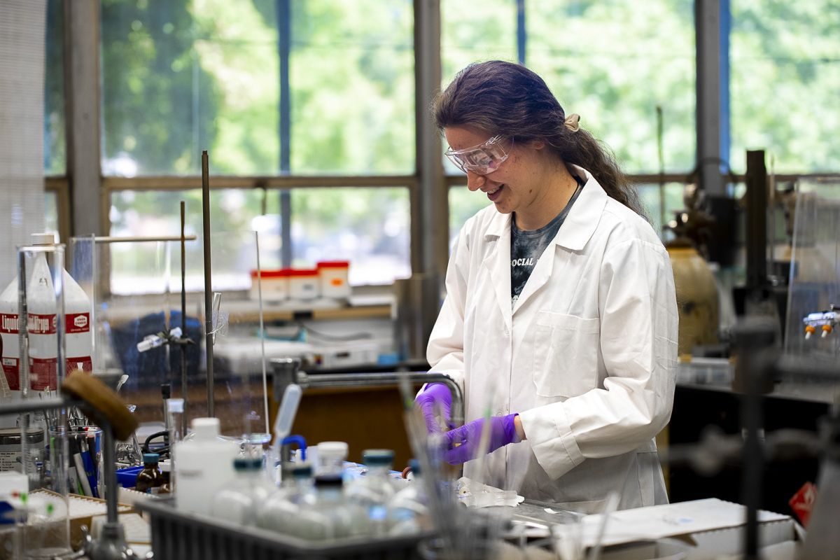 University of the Pacific's chemistry student in a lab