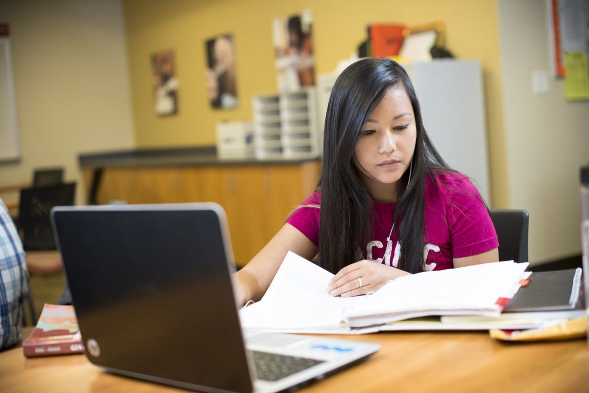 student studying