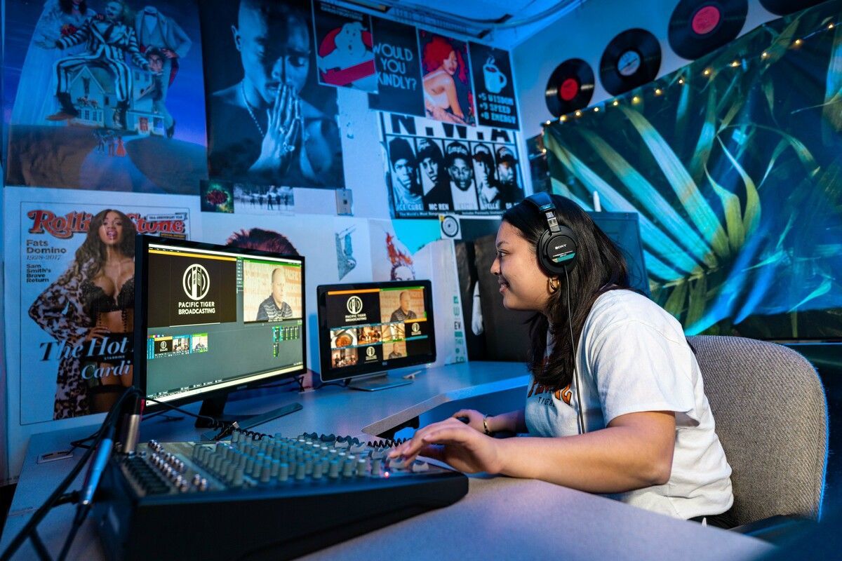 student in radio station