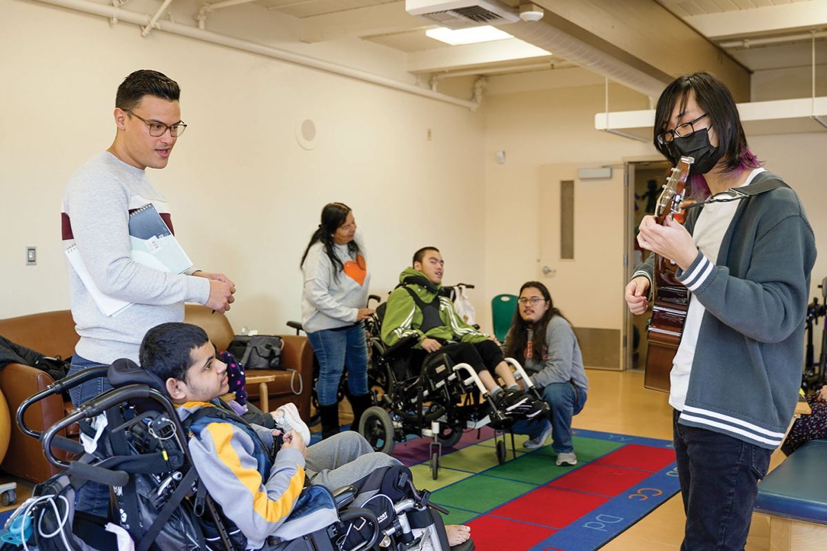 Music therapy students at Walton School in Stockton