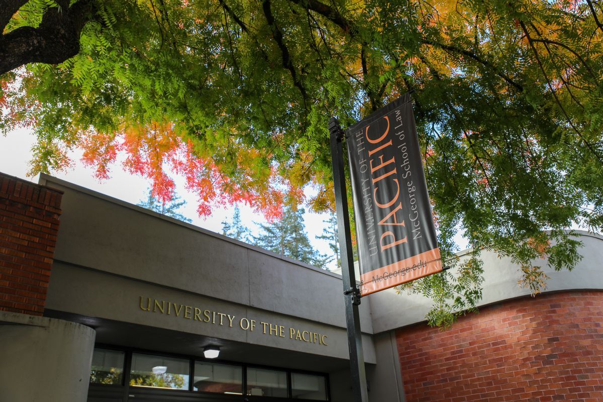 University of the Pacific banner outside of building
