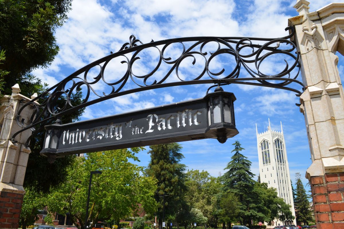 University of the Pacific gate and Burns Tower