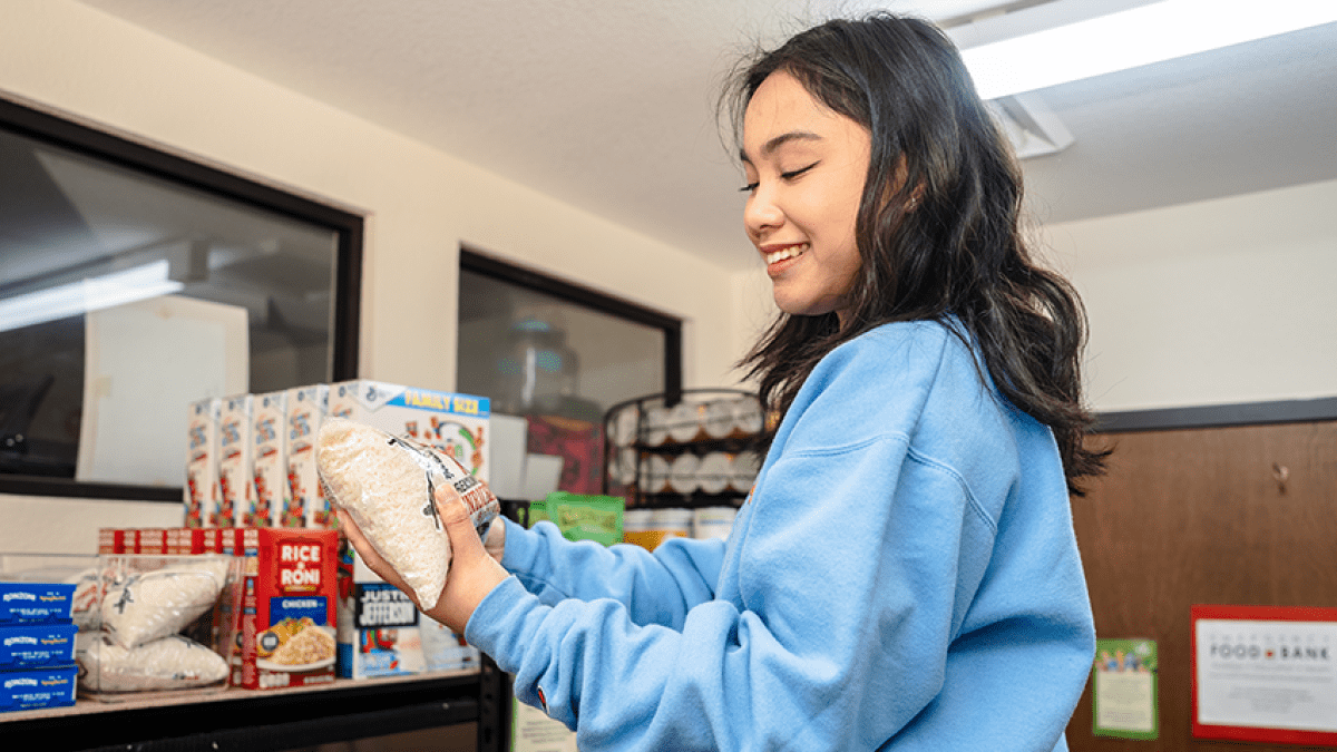 Student at the Pacific Food Pantry