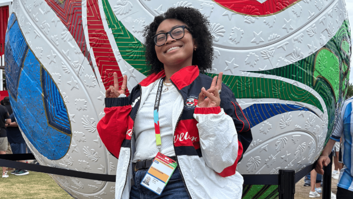 Ifla Hayes ’19 poses at the World Cup