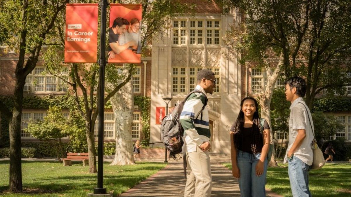 Students standing outside of Knoles Hall