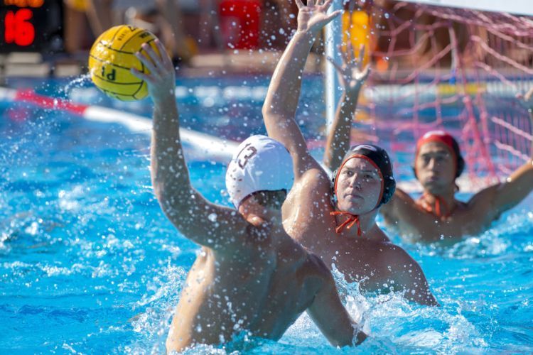 Men's Water Polo competes in the Douglass M. Eberhardt Aquatics Center