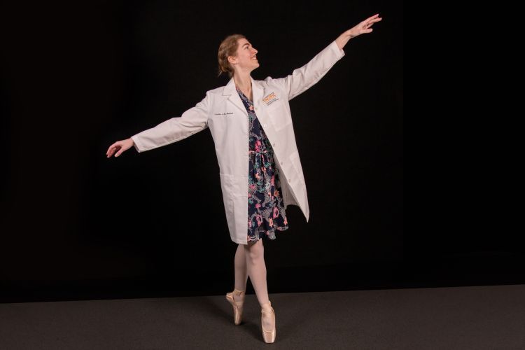 Caroline Ko posing in a ballet position.