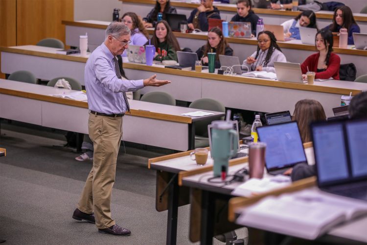 a professor teaches a law class
