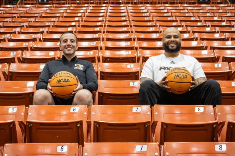 Assistant coaches Brandon Cole and Charles Hantoumakos