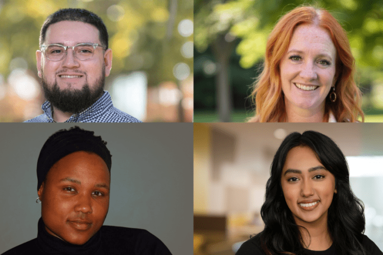 collage of four students