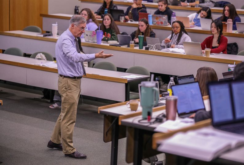 a professor teaches a law class