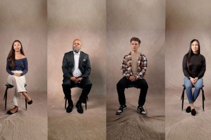 Students seated for an interview
