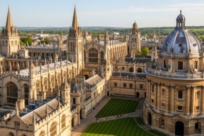 An aerial shot of Oxford University.