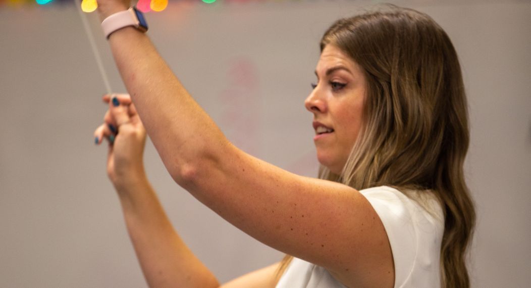 a music teacher in a classroom