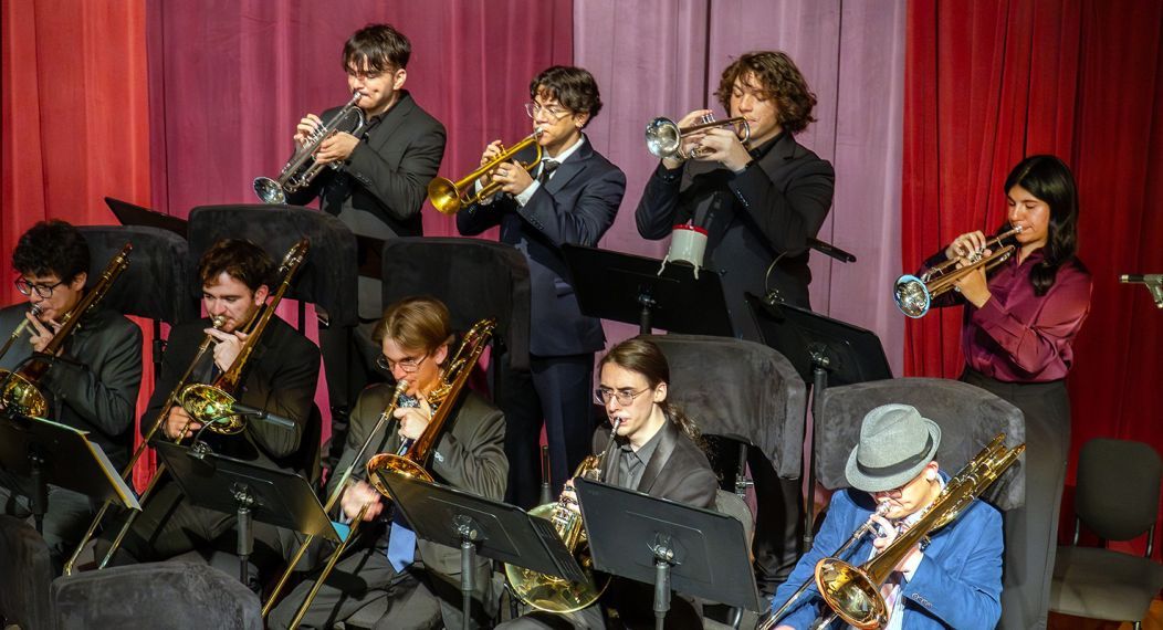 Students playing in the Pacific Jazz Ensemble