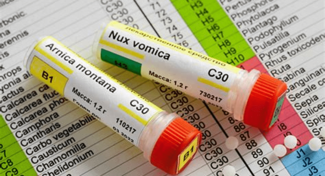 A medicinal tube of arnica montana and nux vomica.
