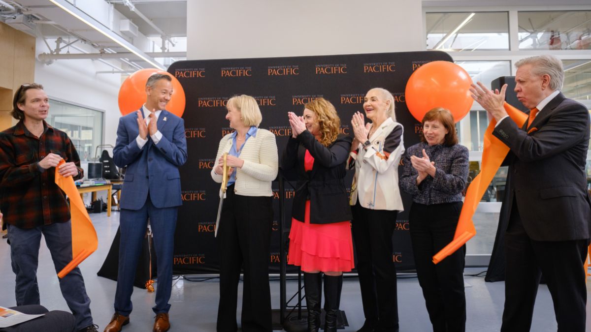 President Christopher Callahan at the Pacific Makerspace opening. 