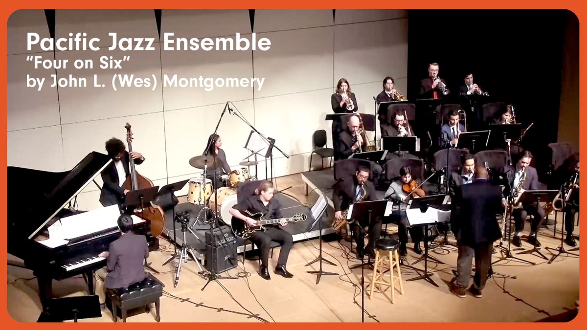 Pacific Jazz Ensemble performing at Faye Spanos Concert Hall